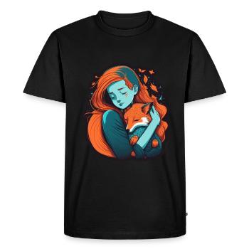 Fox Fox Mama Fox Love Nature Forest Girl - Men's Premium Organic T-Shirt - black - Front - Nico (187cm)