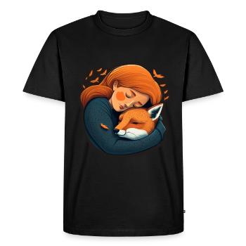 Fox Fox Mama Fox Love Nature Forest Girl - Men's Premium Organic T-Shirt - black - Front - Nico (187cm)