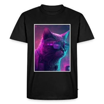 Cat Vaporwave Futuristic Neon - T-shirt Premium bio Homme - noir - Devant - Nico (187cm)