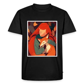 Fox Fox Mama Fox Love Nature Forest Girl - Men's Premium Organic T-Shirt - black - Front - Nico (187cm)