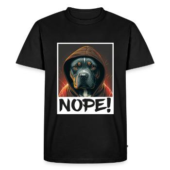 Dog Bulldog Nope Morning grouch colleague Sarcasm - Men's Premium Organic T-Shirt - black - Front - Nico (187cm)