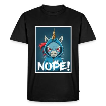 Nope morning grouch licorne collègue sarcasme - T-shirt Premium bio Homme - noir - Devant - Nico (187cm)