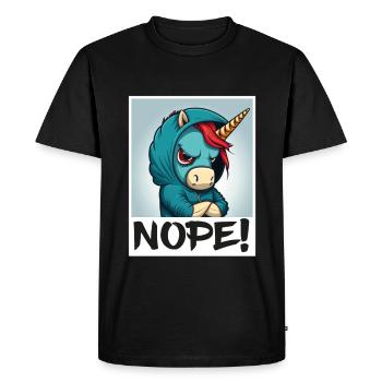 Nope morning grouch licorne collègue sarcasme - T-shirt Premium bio Homme - noir - Devant - Nico (187cm)