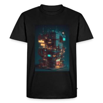 Voxel Vaporwave Neon Futuriste Fantasy Gaming - T-shirt Premium bio Homme - noir - Devant - Nico (187cm)