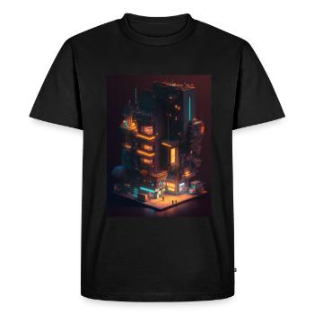 Voxel Vaporwave Neon Futuriste Fantasy Gaming - T-shirt Premium bio Homme - noir - Devant - Nico (187cm)