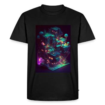 Voxel Vaporwave Neon Futuriste Fantasy Gaming - T-shirt Premium bio Homme - noir - Devant - Nico (187cm)
