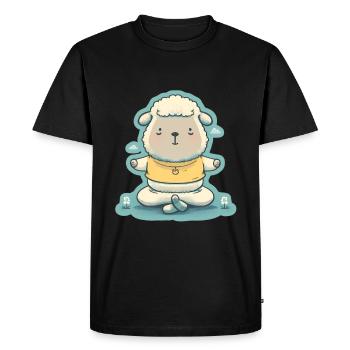 Mouton Agneau Mouton Yoga Méditation Relaxation - T-shirt Premium bio Homme - noir - Devant - Nico (187cm)