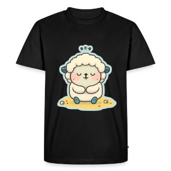 Mouton Agneau Mouton Yoga Méditation Relaxation - T-shirt Premium bio Homme - noir - Devant - Nico (187cm)