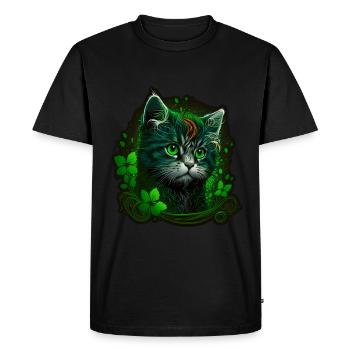 Chaton chaton Saint-Patrick Irlande Irlandais - T-shirt Premium bio Homme - noir - Devant - Nico (187cm)