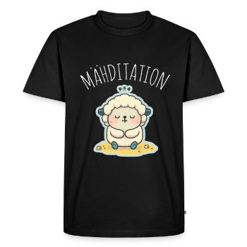 Mouton Agneau Mouton Yoga Méditation Relaxation - T-shirt Premium bio Homme - noir - Devant - Nico (187cm)