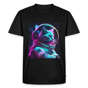 Chaton Astronaute de l’espace Cosmos Neon - T-shirt Premium bio Homme - noir - Devant - Nico (187cm)