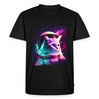Chaton Astronaute de l’espace Cosmos Neon - T-shirt Premium bio Homme - noir - Devant - Nico (187cm)