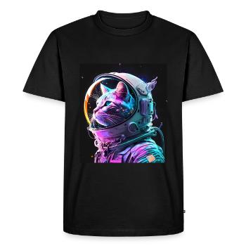 Chaton Astronaute de l’espace Cosmos Neon - T-shirt Premium bio Homme - noir - Devant - Nico (187cm)