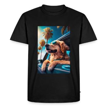 Golden Retriever Sunglasses Beach Palms - Men's Premium Organic T-Shirt - black - Front - Nico (187cm)