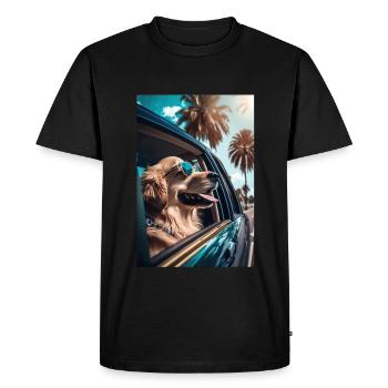 Golden Retriever Sunglasses Beach Palms - Men's Premium Organic T-Shirt - black - Front - Nico (187cm)