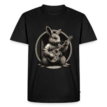 Lapin Banjo Guitare Bunny Lapin Musique de Pâques - T-shirt Premium bio Homme - noir - Devant - Nico (187cm)