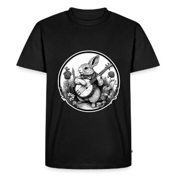 Lapin Banjo Guitare Bunny Lapin Musique de Pâques - T-shirt Premium bio Homme - noir - Devant - Nico (187cm)