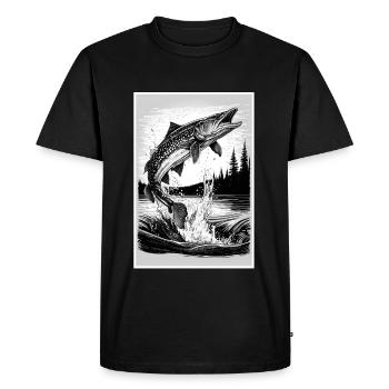 Fishing Pike Predator Fish Fishing Angler Angler - Men's Premium Organic T-Shirt - black - Front - Nico (187cm)