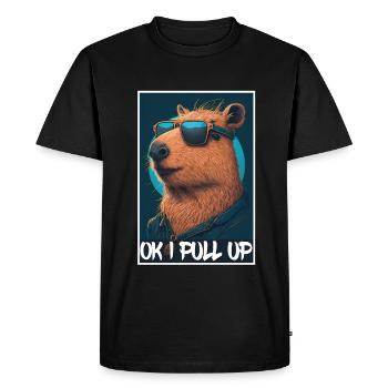 Capybara Capybara Cochon d’Inde Mèmes rongeurs - T-shirt Premium bio Homme - noir - Devant - Nico (187cm)