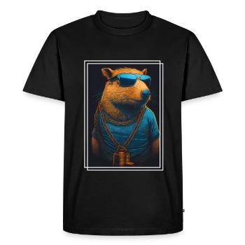 Capybara Capybara Cochon d’Inde Mèmes rongeurs - T-shirt Premium bio Homme - noir - Devant - Nico (187cm)