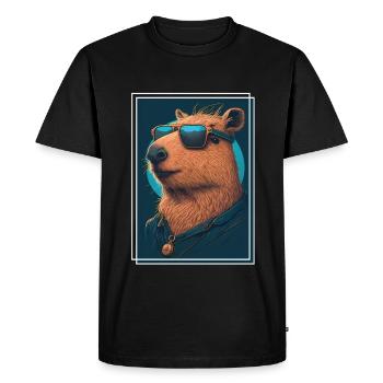 Capybara Capybara Cochon d’Inde Mèmes rongeurs - T-shirt Premium bio Homme - noir - Devant - Nico (187cm)