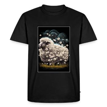 Sheep wool Sheep's wool Dandelion - Men's Premium Organic T-Shirt - black - Front - Nico (187cm)