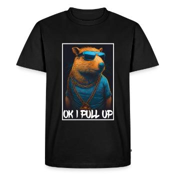 Capybara Capybara Cochon d’Inde Mèmes rongeurs - T-shirt Premium bio Homme - noir - Devant - Nico (187cm)
