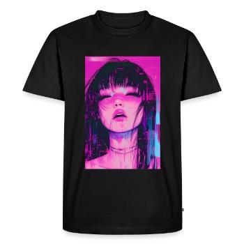 Anime Girl Vaporwave Glitchcore Pastel Goth - Men's Premium Organic T-Shirt - black - Front - Nico (187cm)