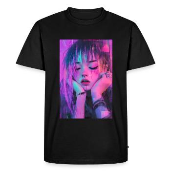 Anime Girl Vaporwave Glitchcore Pastel Goth - Men's Premium Organic T-Shirt - black - Front - Nico (187cm)