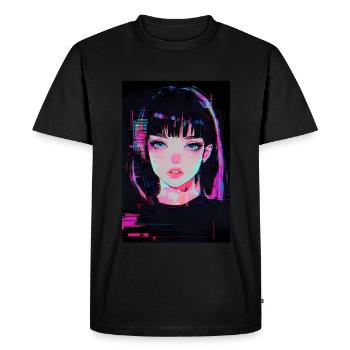 Anime Girl Vaporwave Glitchcore Pastel Goth - Men's Premium Organic T-Shirt - black - Front - Nico (187cm)