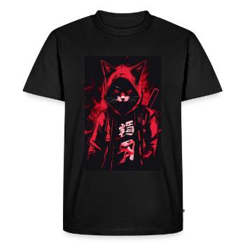 Otaku Streetwear Japon Cyberpunk Techwear Anime - T-shirt Premium bio Homme - noir - Devant - Nico (187cm)