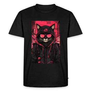 Otaku Streetwear Japon Cyberpunk Techwear Anime - T-shirt Premium bio Homme - noir - Devant - Nico (187cm)