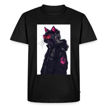 Otaku Streetwear Japon Cyberpunk Techwear Anime - T-shirt Premium bio Homme - noir - Devant - Nico (187cm)
