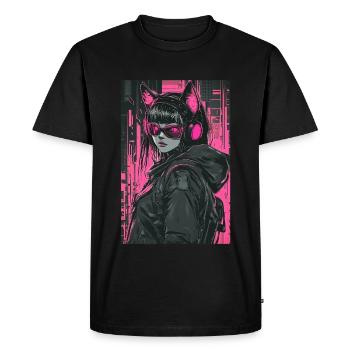 Otaku Streetwear Japon Cyberpunk Techwear Anime - T-shirt Premium bio Homme - noir - Devant - Nico (187cm)