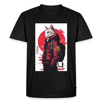 Otaku Streetwear Japon Cyberpunk Techwear Anime - T-shirt Premium bio Homme - noir - Devant - Nico (187cm)