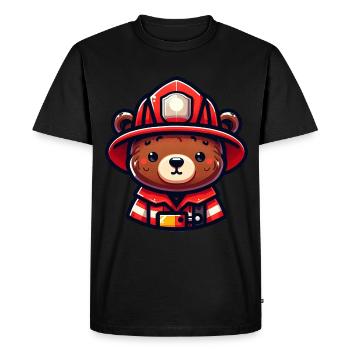 Cute Bear Firefighter - Men's Premium Organic T-Shirt - black - Front - Nico (187cm)
