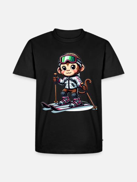 Cute Skier Monkey - Men's Premium Organic T-Shirt - black