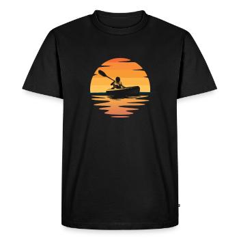 Coucher de soleil en kayak - T-shirt Premium bio Homme - noir - Devant - Nico (187cm)