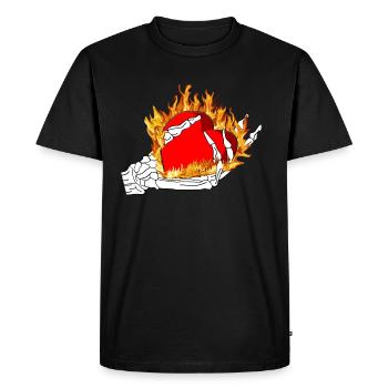 Cook hand holds a heart on fire - Men's Premium Organic T-Shirt - black - Front - Nico (187cm)