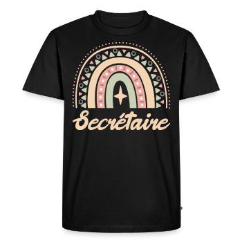Cadeau Secrétaire. Boho Rainbow secrétaire. - T-shirt Premium bio Homme - noir - Devant - Nico (187cm)