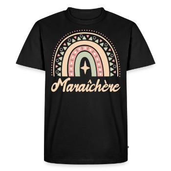 Cadeau Maraîchère. Boho Rainbow maraîchère. - T-shirt Premium bio Homme - noir - Devant - Nico (187cm)