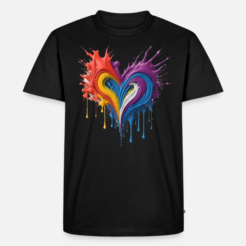 Sensation Bunt Herz 3D - Männer Premium Bio T-Shirt - Schwarz