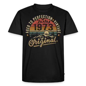 Juillet 1973 Juillet 1973 Anniversaire Juillet 1973 - T-shirt Premium bio Homme - noir - Devant - Nico (187cm)
