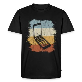 Rétro Old School Folding Phone Vintage Flipphone - T-shirt Premium bio Homme - noir - Devant - Nico (187cm)