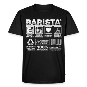 Barista - T-shirt Premium bio Homme - noir - Devant - Nico (187cm)