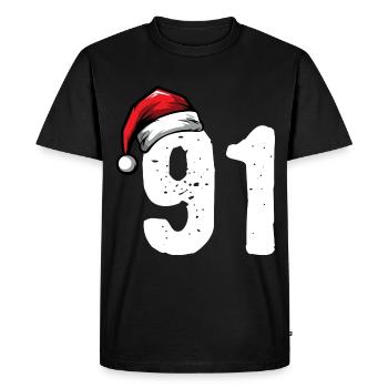 91 Numéro Noël - T-shirt Premium bio Homme - noir - Devant - Nico (187cm)