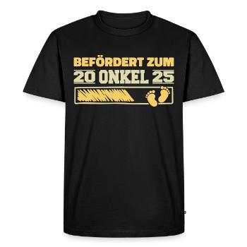 Grossesse Annoncer Naissance 2025 Oncle - T-shirt Premium bio Homme - noir - Devant - Nico (187cm)