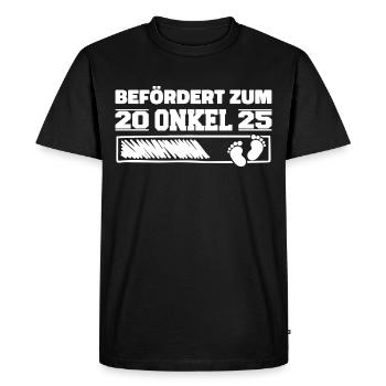 Grossesse Annoncer Naissance 2025 Oncle - T-shirt Premium bio Homme - noir - Devant - Nico (187cm)