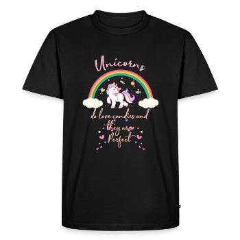 funny cute unicorn design with rainbow - Men's Premium Organic T-Shirt - black - Front - Nico (187cm)