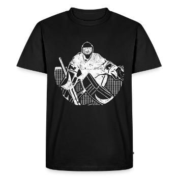 Conception de gardien de but de hockey - T-shirt Premium bio Homme - noir - Devant - Nico (187cm)